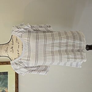 Chaser, NWOT, ruffled shoulder striped top